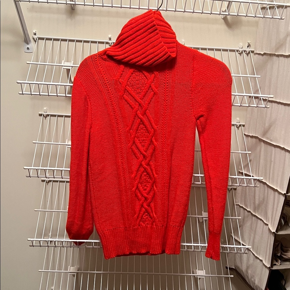 Red J Crew Cable Knit Women's Sweater